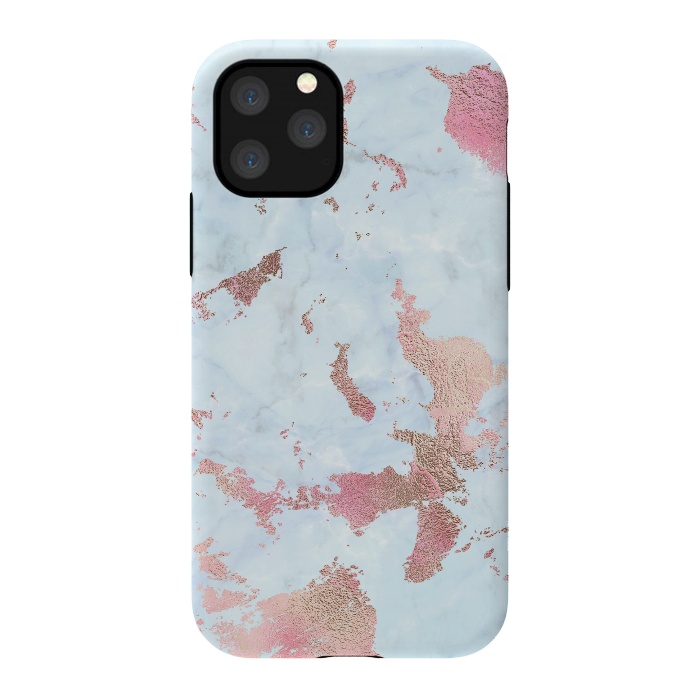 iPhone 11 Pro StrongFit Rose Gold Metal Foil on Light Blue Marble by  Utart