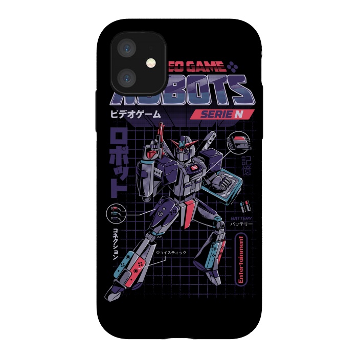 iPhone 11 StrongFit Video Game Robot - Model N by Ilustrata