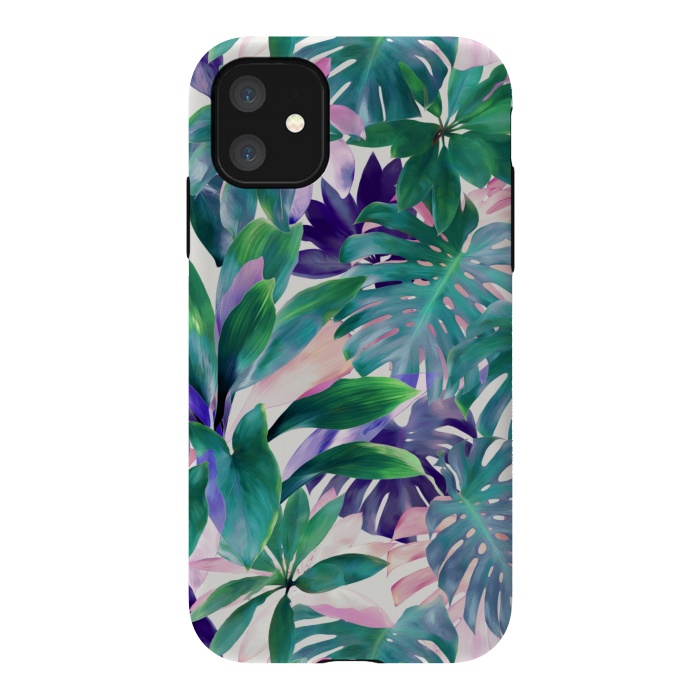 iPhone 11 StrongFit Pastel Summer Tropical Jungle by Micklyn Le Feuvre
