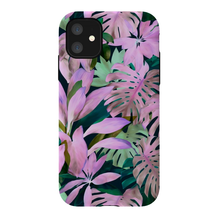 iPhone 11 StrongFit Tropical Night Magenta Jungle by Micklyn Le Feuvre