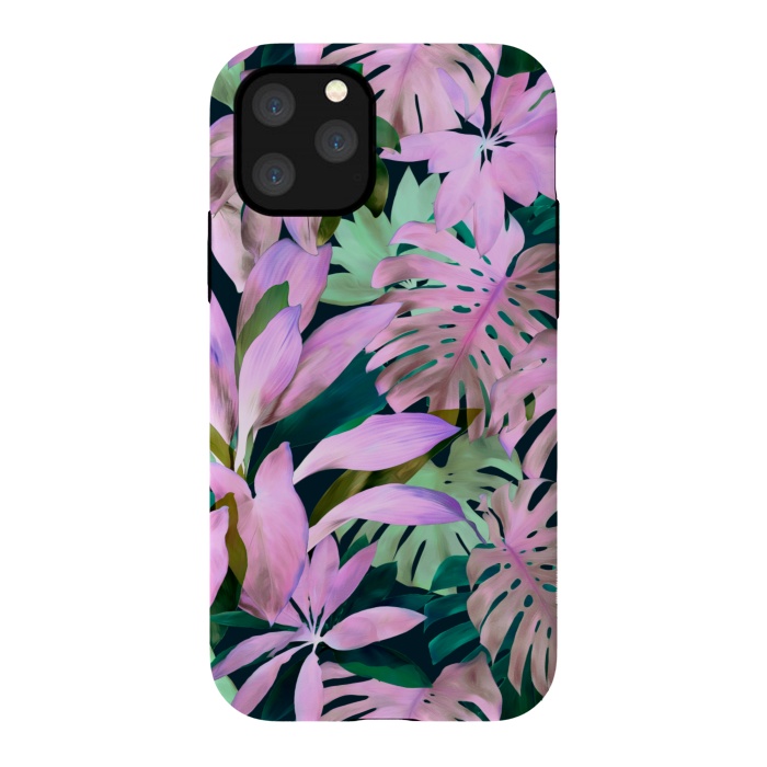 iPhone 11 Pro StrongFit Tropical Night Magenta Jungle by Micklyn Le Feuvre