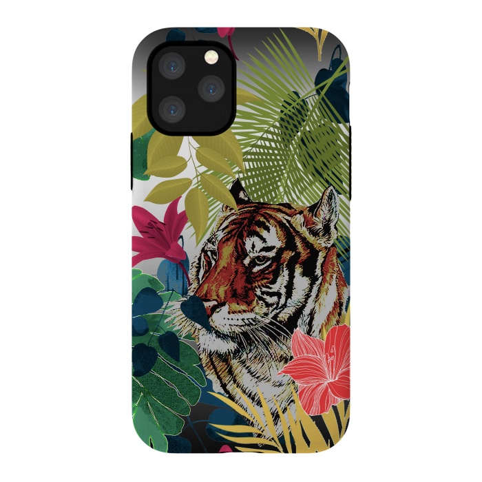 iPhone 11 Pro StrongFit Tiger in flowers by Kashmira Baheti