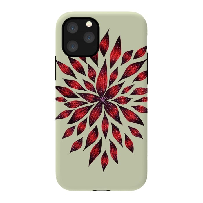 iPhone 11 Pro StrongFit Hand Drawn Abstract Red Ink Doodle Flower by Boriana Giormova