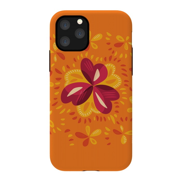 iPhone 11 Pro StrongFit Abstract Clovers In Pink Yellow And Orange by Boriana Giormova