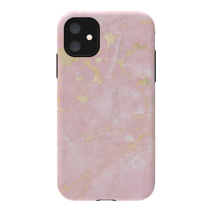 iPhone 11 StrongFit Metal Gold on Tender Pink Marble by  Utart