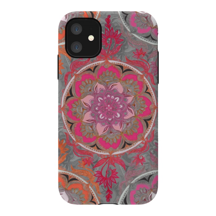 iPhone 11 StrongFit Hot Pink, Magenta and Orange Super Boho Medallions by Micklyn Le Feuvre