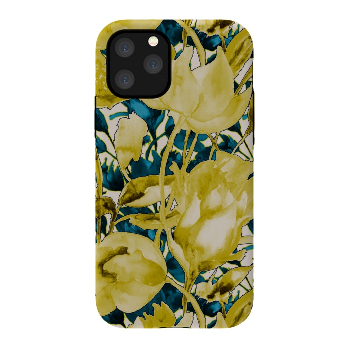 iPhone 11 Pro StrongFit Yellow watercolour floral by Kashmira Baheti