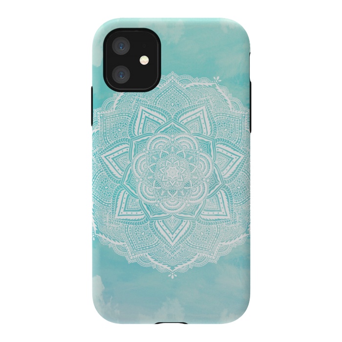 iPhone 11 StrongFit Mandala flower turquoise by Jms