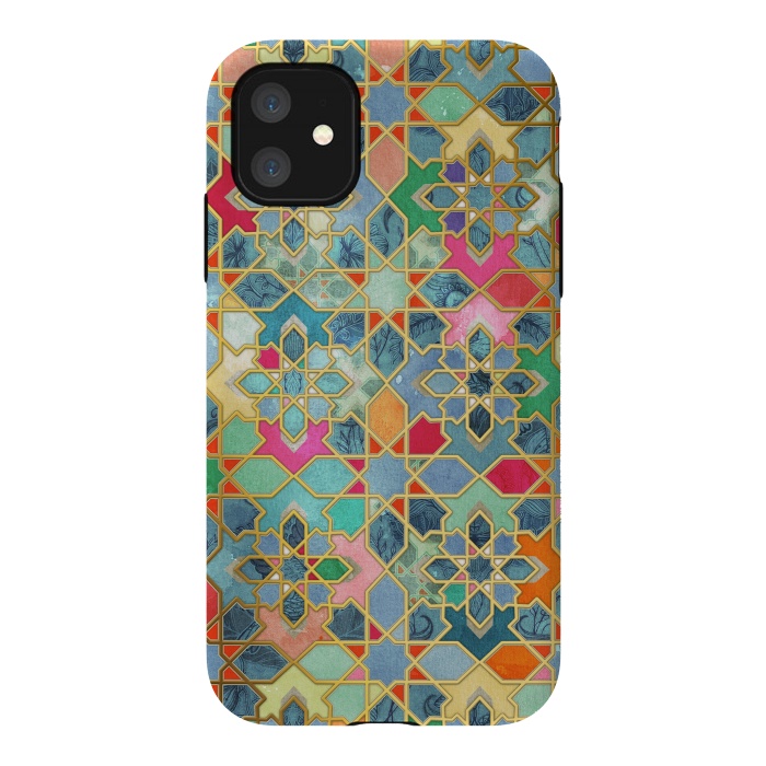 iPhone 11 StrongFit Gilt & Glory - Colorful Moroccan Mosaic by Micklyn Le Feuvre