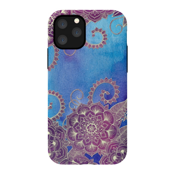 iPhone 11 Pro StrongFit Magnolia & Magenta Floral on Watercolor by Micklyn Le Feuvre