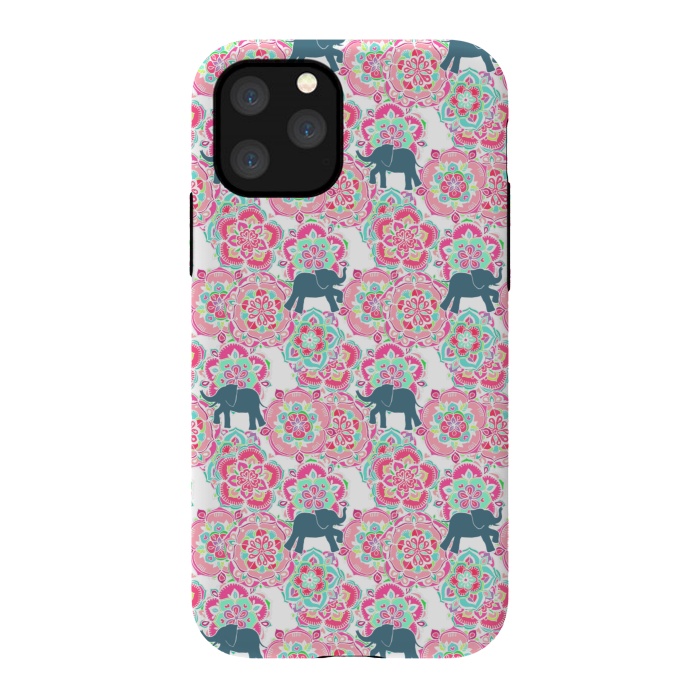 iPhone 11 Pro StrongFit Tiny Elephants in Fields of Flowers by Micklyn Le Feuvre