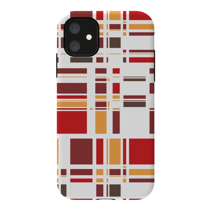 iPhone 11 StrongFit Fourth Dimension Red Plaid by Majoih
