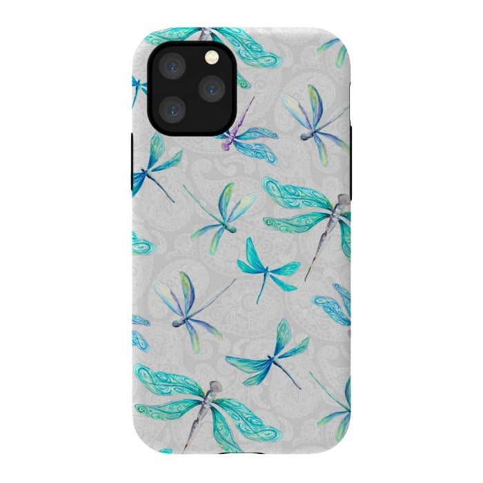 iPhone 11 Pro StrongFit Dragonflies on Paisley by gingerlique