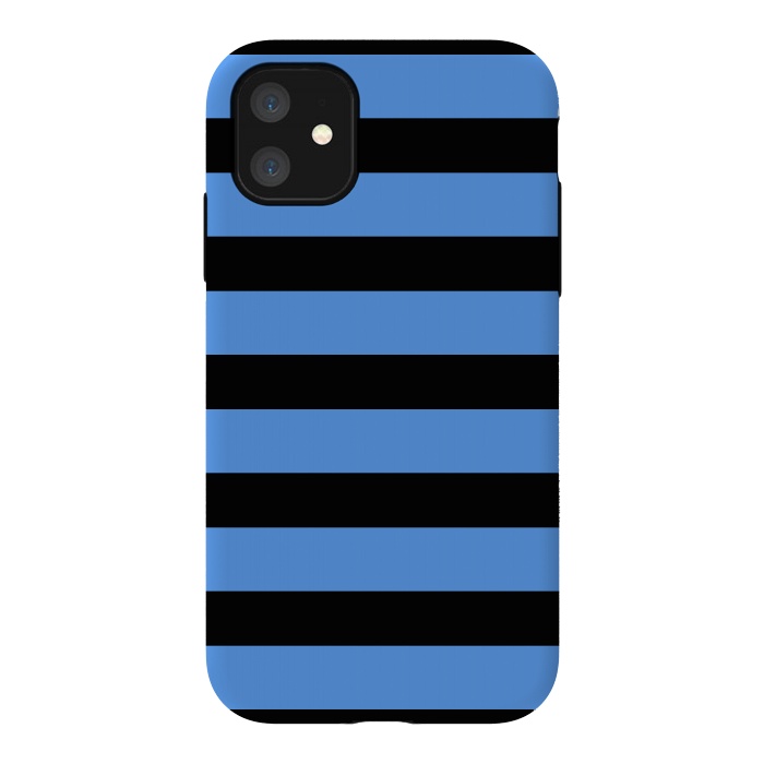 iPhone 11 StrongFit blue black stripes by Vincent Patrick Trinidad