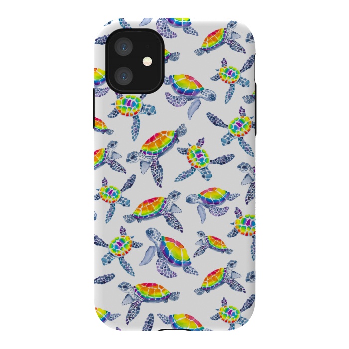 iPhone 11 StrongFit Technicolour Turtles by gingerlique