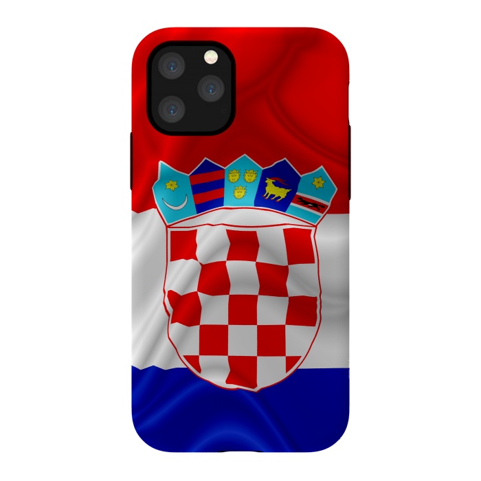 iPhone 11 Pro StrongFit Croatia Flag Waving Digital Silk Satin Fabric  by BluedarkArt