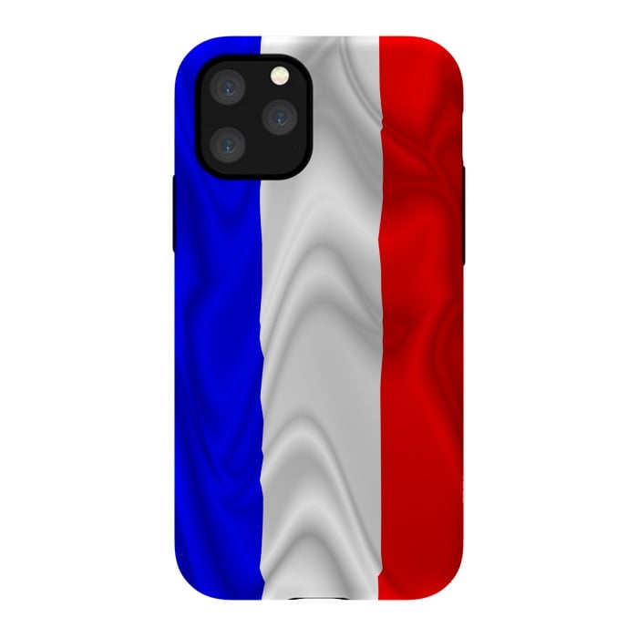 iPhone 11 Pro StrongFit France Flag Waving Digital Silk Satin Fabric  by BluedarkArt