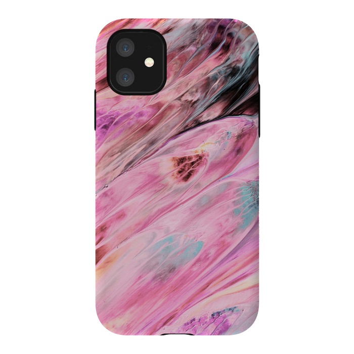 iPhone 11 StrongFit Pink and Black Ink Marble by  Utart