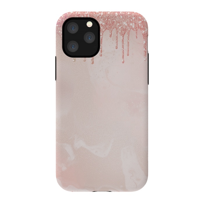 iPhone 11 Pro StrongFit Pink Glitter Rain  by  Utart