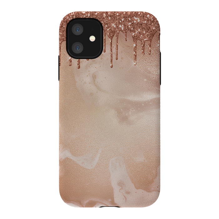 iPhone 11 StrongFit Copper Glitter Rain by  Utart