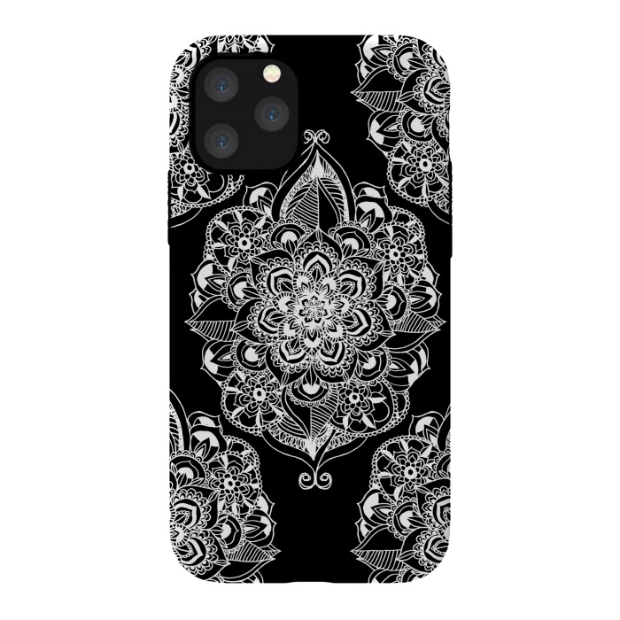iPhone 11 Pro StrongFit Black & White Graphic Mandala Diamonds by Tangerine-Tane