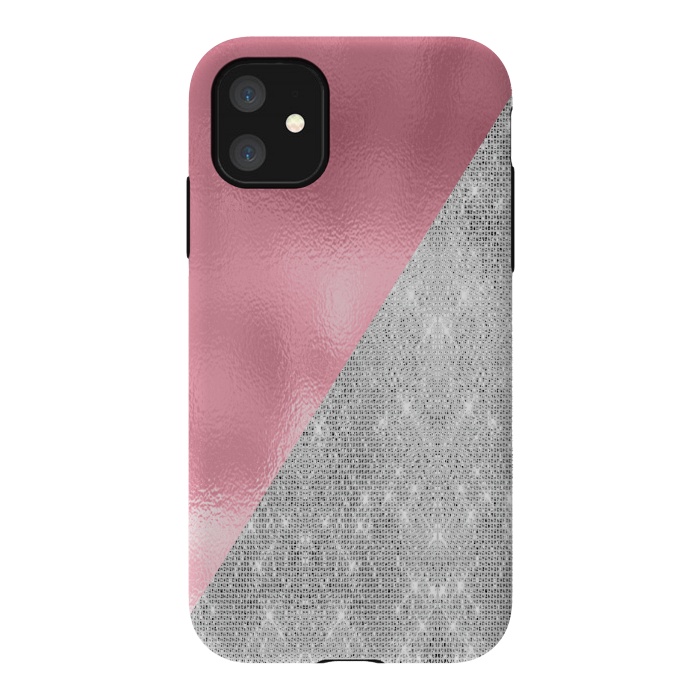 iPhone 11 StrongFit Pink Silver Glitter  by Alemi