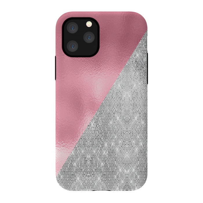 iPhone 11 Pro StrongFit Pink Silver Glitter  by Alemi