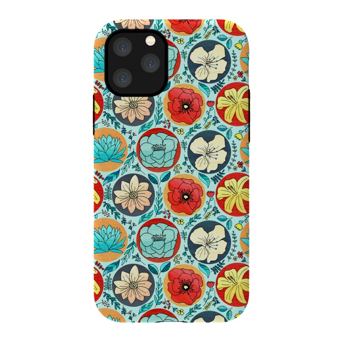iPhone 11 Pro StrongFit Polka Dot Floral On Navy  by Tigatiga