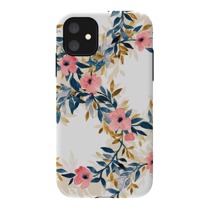 iPhone 11 StrongFit Spring Blossom Watercolor Wreath by Micklyn Le Feuvre