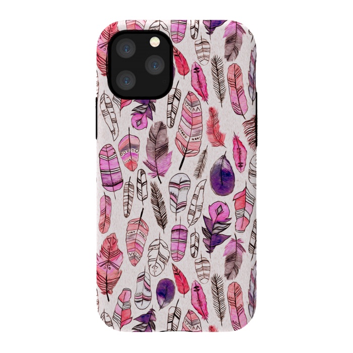 iPhone 11 Pro StrongFit Pink Feathers  by Tigatiga