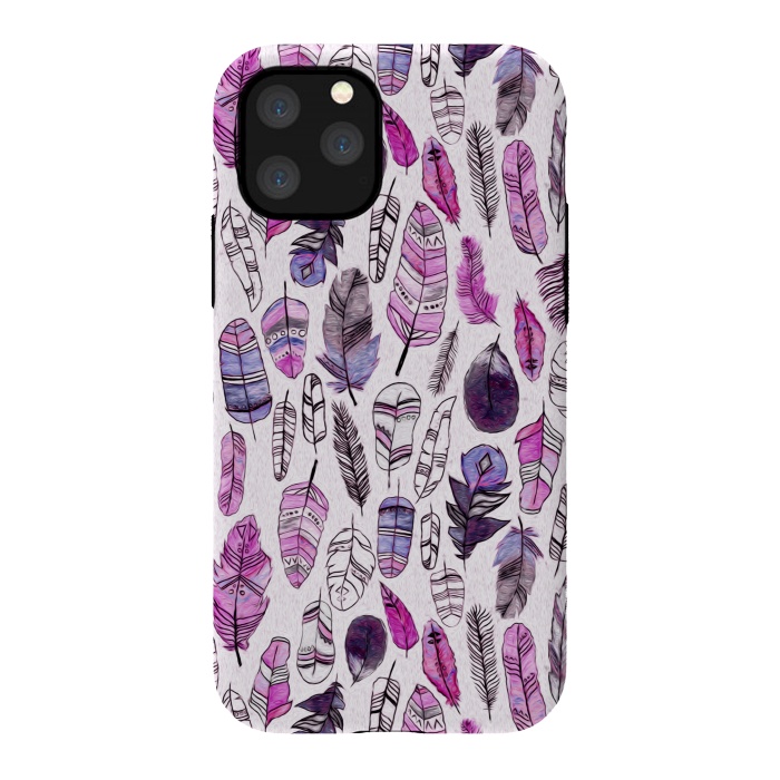 iPhone 11 Pro StrongFit Purple Feathers  by Tigatiga