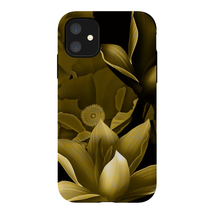 iPhone 11 StrongFit Gold floral by Kashmira Baheti