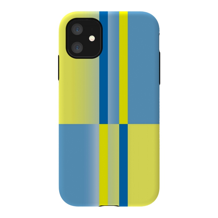 iPhone 11 StrongFit yellow blue lines pattern by MALLIKA