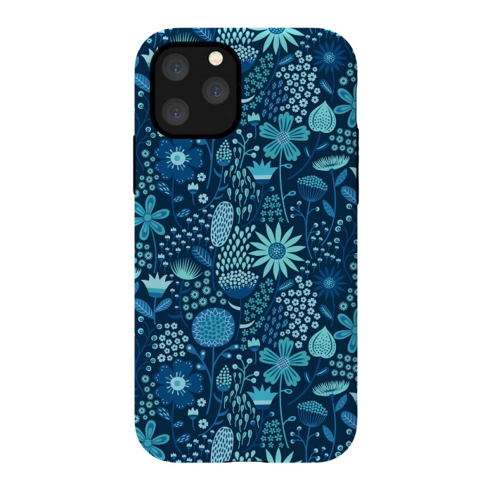 iPhone 11 Pro StrongFit Celebration Floral Blue by Portia Monberg