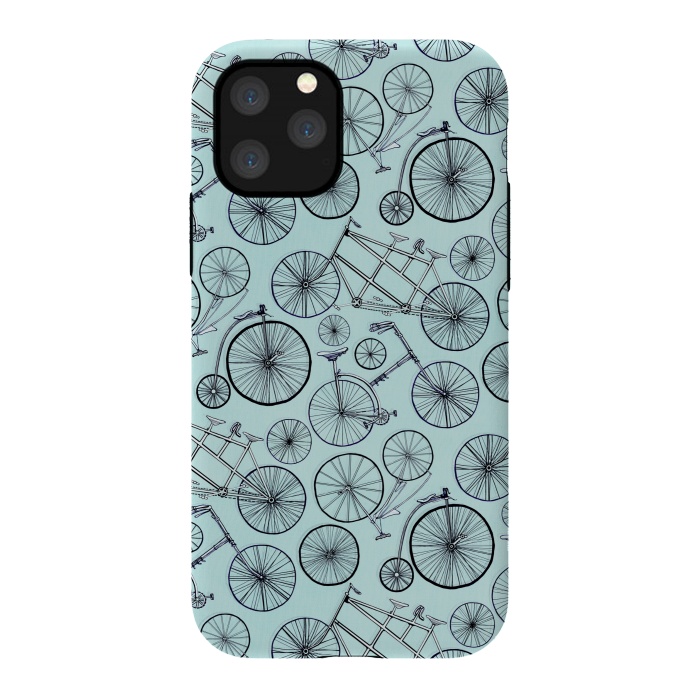 iPhone 11 Pro StrongFit Vintage Bicycles on Blue  by Tigatiga