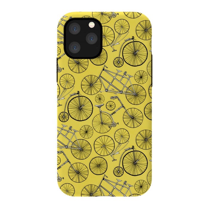 iPhone 11 Pro StrongFit Vintage Bicycles on Yellow  by Tigatiga