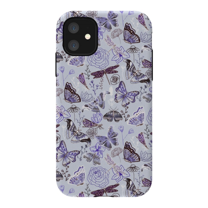 iPhone 11 StrongFit Pale Butterflies, Dragonflies and Moths  by Tigatiga