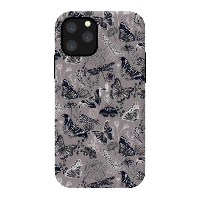 iPhone 11 Pro StrongFit Grey Butterflies, Dragonflies and Moths  by Tigatiga