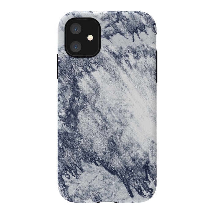 iPhone 11 StrongFit Grey-Blue Marbling Storm  by Tigatiga