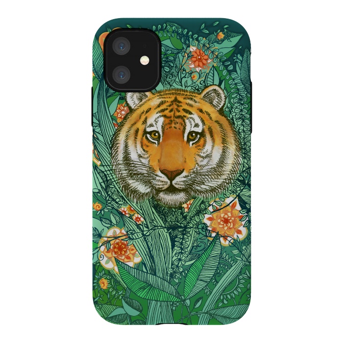 iPhone 11 StrongFit Tiger Tangle in Color by Micklyn Le Feuvre