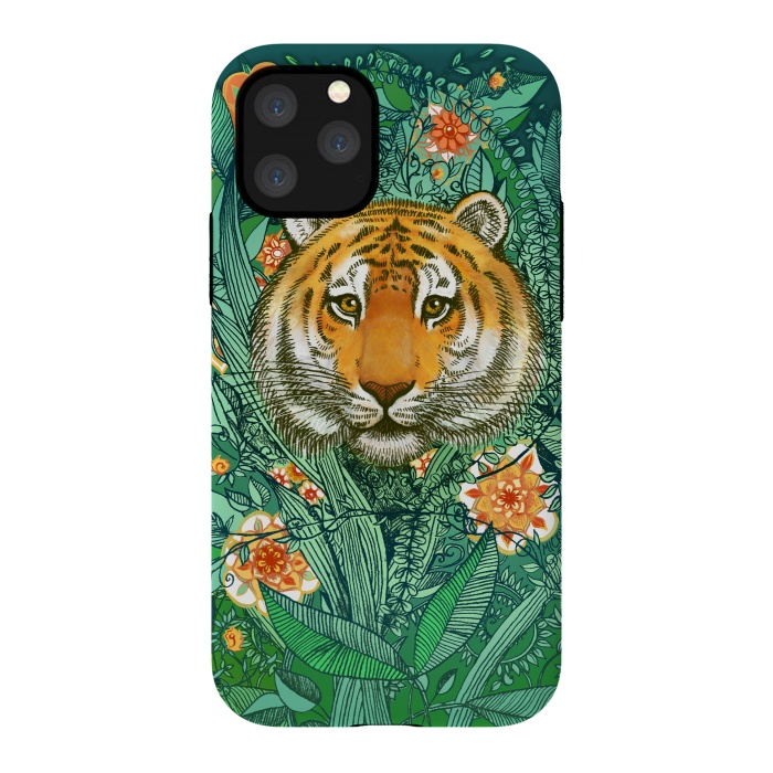 iPhone 11 Pro StrongFit Tiger Tangle in Color by Micklyn Le Feuvre