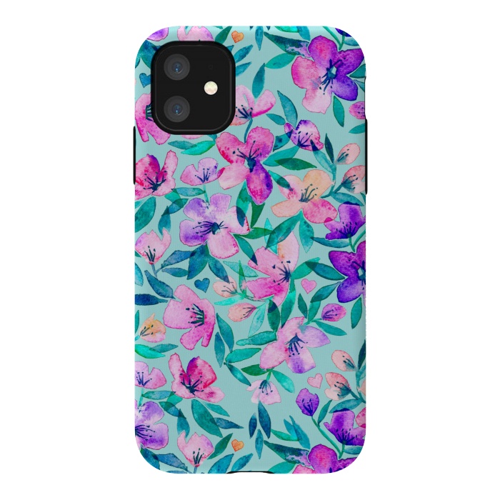 iPhone 11 StrongFit Happy Spring Floral in Watercolor by Micklyn Le Feuvre