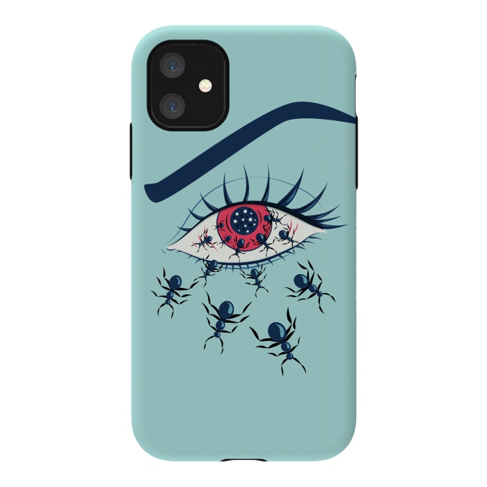 iPhone 11 StrongFit Weird Creepy Red Eye With Crawling Ants by Boriana Giormova