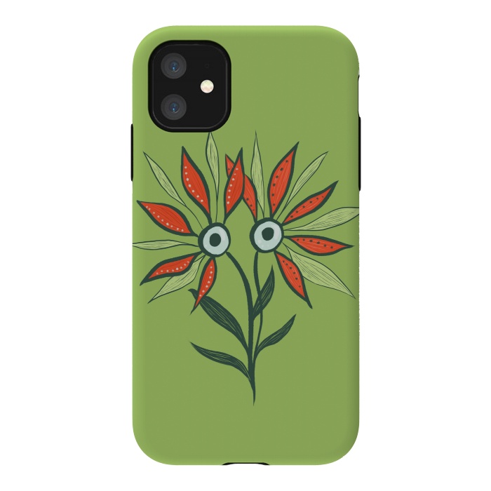 iPhone 11 StrongFit Cute Eyes Character Flower Monster by Boriana Giormova
