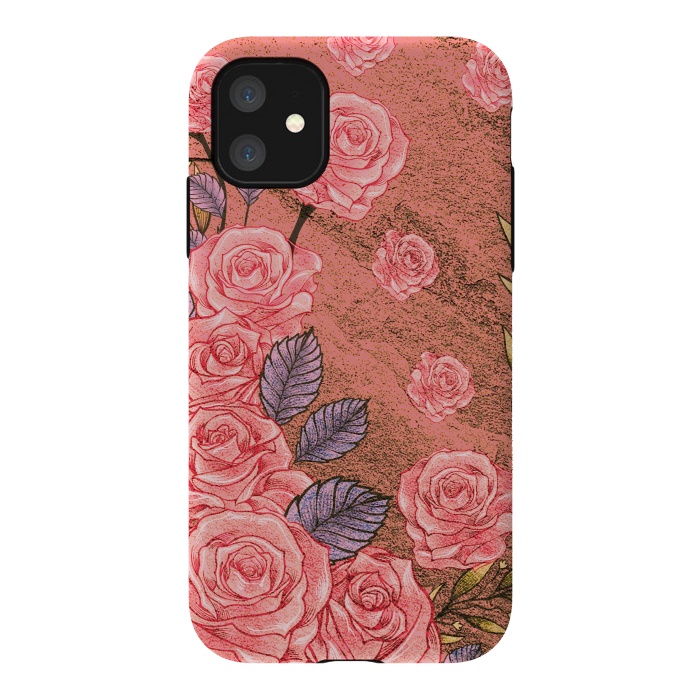 iPhone 11 StrongFit Vintage Peonies  by Rossy Villarreal
