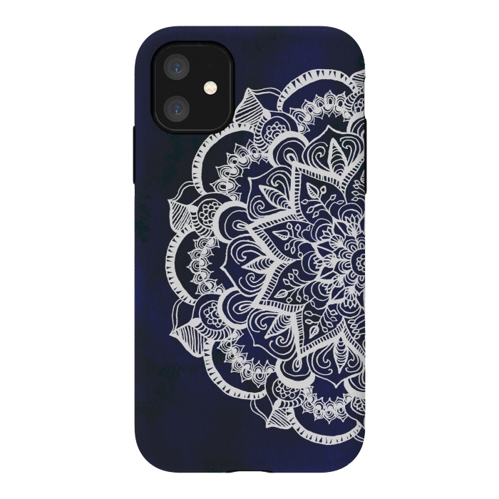 iPhone 11 StrongFit White Feather Mandala by Tangerine-Tane