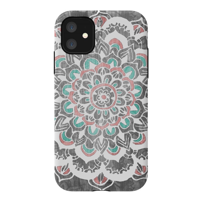 iPhone 11 StrongFit Pastel Mandala on Wood by Tangerine-Tane