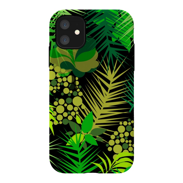 iPhone 11 StrongFit green tropical pattern by MALLIKA