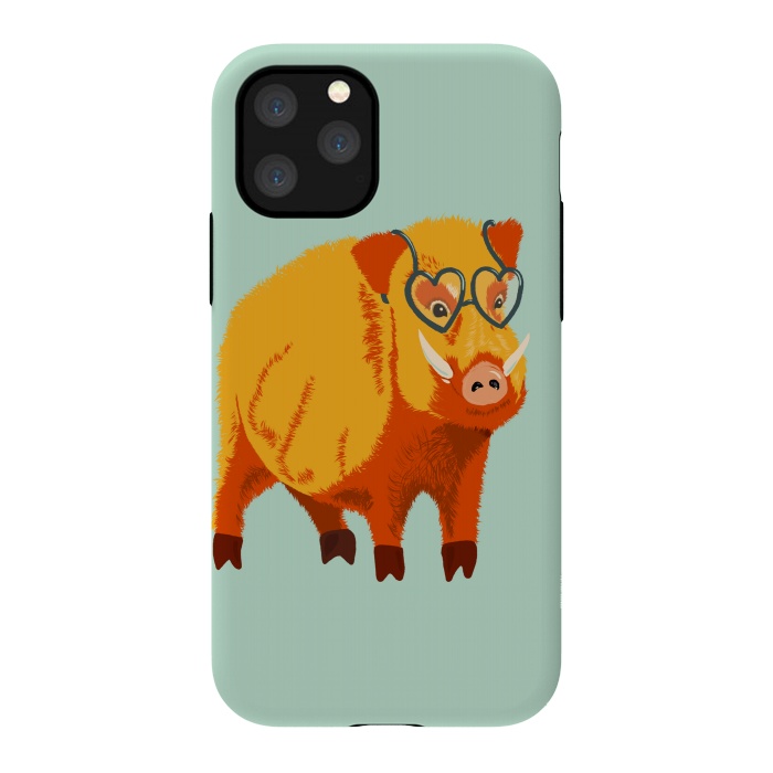 iPhone 11 Pro StrongFit Cute Boar Pig With Glasses  by Boriana Giormova