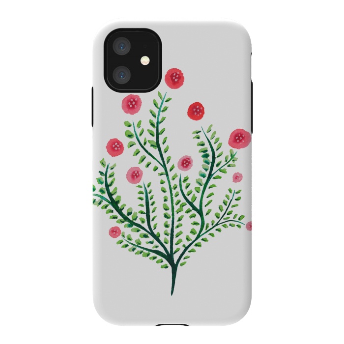 iPhone 11 StrongFit Spring Plant In Pink And Green by Boriana Giormova